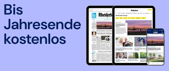 Abbildung der digitalen Produkte der Rheiderland Zeitung mit der Überschrift "Bis Jahresende kostenlos"