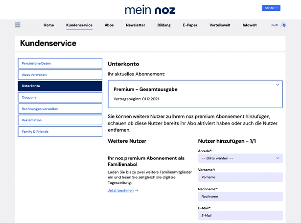 meine noz - Unterkonto