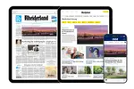 Abbildung der Produktbestandteile von noz premium: Smartphone, Tablet als Website und als E-Paper.